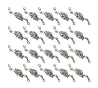 PHENOFICE Rose Charm Pendants with Double Holes 20pcs Silver Alloy Fine Workmanship for Pendant Jewelry Making Suitable for Sweater Chains and Cellphone Decorative Accessories