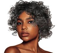 PHENOFICE Short Curly Afro Wig Natural Looking and Ventilative for Women Synthetic High Temperature Fiber Black Headband Wig for Halloween and Star Cosplay