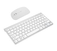 PHENOFICE Silent 2.4ghz Wireless Keyboard and Mouse Combo for Pc, Slim Lightweight Mini Quiet Keyboard Mouse Set, Modern Silver Cordless Computer Accessories for Home and Office Use