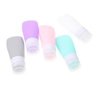 PHENOFICE Silicone Travel Bottles Set Refillable Toiletries Containers 5pcs with Leak-proof Squeeze Design and Portable Bag, 60ml Assorted Colour for Travel