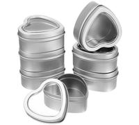 PHENOFICE Silver Heart Shaped Metal Tins with Lids to Decorate The Tabletop 12 Pcs Empty Candle Jars Storage Boxes Quick Access Iron Containers for Candle Making and Treasures