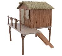 PHENOFICE Simulated Thatched Cottage Ornament with Smooth Surface and Vivid Reproduction, Brown Pvc Model House Kit for Farm Landscaping and Sand Table Decorations