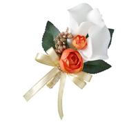 PHENOFICE Simulation Material Prop, and Pu Photographic Decoration Elegant Orange Flower Brooch Corsage for Wedding Suitable for Bride, Father, and Grandfather of The Bride and Groom