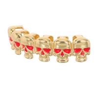 PHENOFICE Skull Grills Copper Punk Hip Hop Single Mouth Fang Fake Cap Cosplay Rapper Halloween Golden