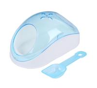 PHENOFICE Small Pet Sand Bath House with Filter Scoop Sky-blue Plastic Bathroom Container for Hamster and Chinchilla Portable Anti-rollover Design Relieves Stress and Cleans Fur Random Color