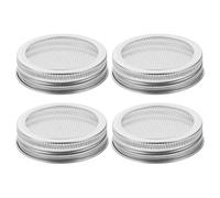 PHENOFICE Sprouting Jar Lids Replacement Rust Resistant Mesh Screen Filter 4pcs Stainless Steel with Jar Screen Lids Growing Broccoli Seeds for in Kitchen