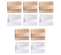 PHENOFICE Synthetic Sponge Powder Puff Double-sided 10pcs White with Strap High Density Makeup Powder Applicator for Dry and Wet Use for Loose and Pressed Makeup for Everyday