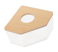 PHENOFICE Transparent Small Hamster Sand Bath Box with Yellow Lid for Guinea Pig Gerbils Chinchilla Acrylic Pet Sand Bath Container for Cage Use and