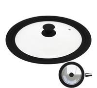 PHENOFICE Universal Silicone and Tempered Glass Lid for Cookware and Saucepans, round Black Pan Cover with Anti-scald Handle, Maintains Original Flavour, for Kitchen Use