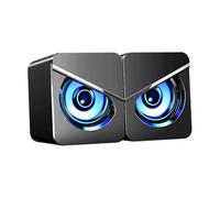 PHENOFICE USB Wired Desktop Computer Speakers for Notebook and Laptop, 1 Pair Black Abs Loudspeaker Box with High Volume and Bass Diaphragm, for Home Office and Gaming