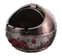 PHENOFICE Vintage Red Peacock Decorative Ashtray with Lid, Portable Mini Metal Ash Tray for Living Room, Dining Room and Travel, Windproof Smokers’ Accessory