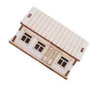 PHENOFICE Woodcraft Construction Kit Mini House with Unfinished Wood Base, Beige Cabin Shape Model for Table Centerpieces and Christmas Home Decor, for Miniature Lovers and Hobbyists