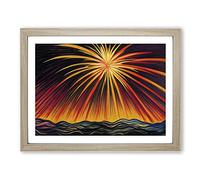Phenomenal Fireworks Framed Print | A3 Oak Framed Wall Art | Ready to Hang | Modern Nature Picture | Living Room Bedroom Lounge Office
