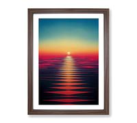 Phenomenal Ocean Sunset Framed Print | A2 Walnut Framed Wall Art | Ready to Hang | Modern Nautical Picture | Living Room Bedroom Lounge Office