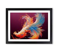 Phenomenal Phoenix Bird Framed Print | A2 Black Framed Wall Art | Ready to Hang | Modern Nature Picture | Living Room Bedroom Lounge Office