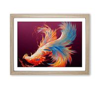 Phenomenal Phoenix Bird Framed Print | A3 Oak Framed Wall Art | Ready to Hang | Modern Nature Picture | Living Room Bedroom Lounge Office