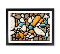 Phenomenal River Pebbles Framed Print | A4 Black Framed Wall Art | Ready to Hang | Modern Landscape Picture | Living Room Bedroom Lounge Office