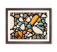 Phenomenal River Pebbles Framed Print | A4 Walnut Framed Wall Art | Ready to Hang | Modern Landscape Picture | Living Room Bedroom Lounge Office