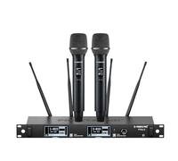Phenyx Pro Dual-Channel Wireless Microphone System, Dynamic Mics w/ID Lock, Tunable Power Level, Auto Scan, Spectrum Analyzer, True Diversity Cordless Handheld for Singing, DJ, Karaoke (PTAU-2)