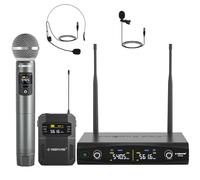 Phenyx Pro Dual UHF Tunable Freq Wireless Microphone System PTU-52-1H1B | Auto Pair, Metal Mic Build, Headset/Lapel Mics, 2 x 30 Frequencies, 200 ft Range, Singing, Karaoke, Church Services