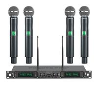 Phenyx Pro Wireless Microphone System, 4-Channel UHF Cordless Mic Set With Four Handheld Mics, All Metal Build, Fixed Frequency, Events (PTU-5000A)
