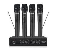 Phenyx Pro Wireless Microphone System, 4 Channel VHF Wireless Mics, w/ 4 Handheld Dynamic Microphones, Metal Receiver, Long Range, Mic for Singing, Karaoke, Church (PTV-2000-4H)