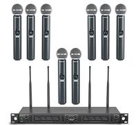 Phenyx Pro Wireless Microphone System, 8-Channel Wireless Mic, w/ 8 Handheld Dynamic Microphones, Auto Scan, 8x40 UHF Frequencies, 328 ft Range, Mics for Singing, Church, Karaoke (PTU-6000-8H)