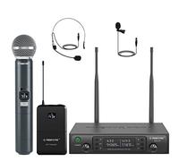 Phenyx Pro Wireless Microphone System, Dual Mic Set with Handheld/Bodypack/Lapel Mics,2x100 UHF Channels,328ft Range,for Singing,Church(PTU-71-1H1B)