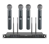 Phenyx Pro Wireless Microphone System, Quad Channel Wireless Mic, w/ 4
