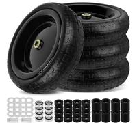 phepetroll 13 Inch Flat Free Wheels Tires 4.00-6 Solid with Universal 5/8 Axle Bore Hole, 16 Spacers and 8 Pins, for Wheelbarrow, Garden Wagon, Hand Truck, Trolley, Lawn Mower, 4 Pack