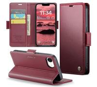 Phernykas for iPhone 16E Wallet Case with Card Holder, Kickstand RFID Blocking Magnetic Closure Shockproof Protective PU Leather Case for iPhone 16E Flip Case Wallet - Red