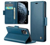 Phernykas RFID Magnetic Wallet Book Case for iPhone 11 Pro | 3 Slots - For Commuting, Flip Cover Double Side Buckle, Anti-Stain PU Leather, Stand, Work, Phone Booklet