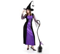 Phestival 12 IN 1 Costumes Adult Women - Witch Costumes for Women - Witches Hat, Dress, Halloween Nail Stickers, Adult Witch Costume (Bat Hat, X-Large)
