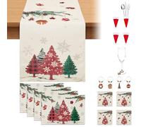 Phestival 17 IN 1 Premium Table Runner - Table Runners for Dinner Table, Placemats Sets, Coasters, Wine Glass Charms - Festival Dinner & Party