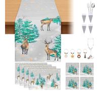 Phestival 17 IN 1 Premium Table Runner - Table Runners for Dinner Table, Placemats Sets, Coasters, Wine Glass Charms - Festival Dinner & Party