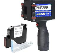 Phezer P16-1 Handheld Inkjet Printer, 1 Inch/25.4mm Date Printer with 72ml Solvent Ink Cartridge, Portable Intelligent Coding Machine for Expiry Date/Time/Barcode/QR Code/Logo (Metal Case)