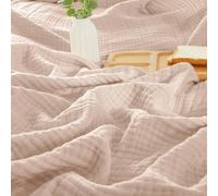 PHF 100% Cotton Muslin Throw Blanket 50" x 60", 4-Layer Lightweight Gauze Throw, Breathable Cloud-Soft Minimalist Blanket for Bed, Couch, Camping & Baby, Dusty Pink, Ideal Gift