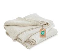 PHF 100% Cotton Muslin Throw Blanket King Size 220x240cm, 4-Layer Ultra Soft Lightweight Breathable Gauze Blanket for Summer, Elegant Home Decoration for Couch Sofa Bed, Oat Milk