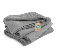 PHF 100% Cotton Muslin Throw Blanket Super King Size 230x270cm, 4-Layer Ultra Soft Lightweight Breathable Gauze Blanket for Summer, Elegant Home Decoration for Couch Sofa Bed, Light Grey