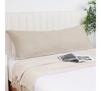 PHF 100% Cotton Waffle Body Pillowcase with Zipper, 1 Pack 20" X 54" Soft Breathable Skin-Friendly Pillow Sham, Decorative Waffle Weave Body Pillow Cover, No Filling, Oatmeal