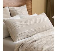 PHF 100% Cotton Waffle Body Pillowcase with Zipper, 1 Pack 20" X 54" Soft Breathable Skin-Friendly Pillow Sham, Decorative Waffle Weave Body Pillow Cover, No Filling, Oatmeal