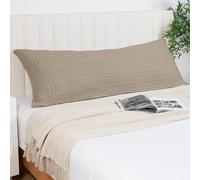 PHF 100% Cotton Waffle Body Pillowcase with Zipper, 1 Pack 20" x 54" Soft Skin-Friendly Pillow Sham, No Filling, Aesthetic Woven and Breathable Waffle Weave Body Pillow Cover for Bed, Simply Taupe