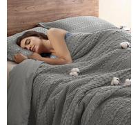 PHF 100% Cotton Waffle Duvet Cover Queen Size, Soft Breathable Cotton Bedding Duvet Cover Set for All Season, Weave Luxury Textured Design for All Home Decor, 3 Pieces, 90"x90", Dark Grey