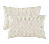 PHF 100% Cotton Waffle Pillow Shams King Size, 2 Pack 20" x 36" Soft Skin-Friendly Pillowcases, No Filling, Aesthetic Woven and Breathable Waffle Weave Pillow Case Covers for Bed, Ivory