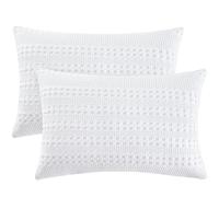 PHF 100% Cotton Waffle Pillow Shams Standard Size, 2 Pack 20" x 30" Soft Skin-Friendly Pillowcases, No Filling, Aesthetic Woven and Breathable Waffle Weave Pillow Case Covers for Bed, White