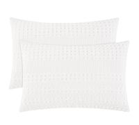 PHF 100% Cotton Waffle Pillowcases Standard Size, 2 Pack Soft Breathable Skin-Friendly Pillow Sham,Decorative Waffle Weave Pillow Case Covers, 20" X 26", No Filling, White