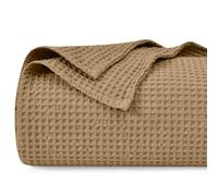 PHF 100% Cotton Waffle Weave Blanket Double Size 150 x 200cm, Pre-Washed Lightweight Breathable Throw Blanket, Oeko-TEX Certified for Bed Couch Sofa, Home Decor, Latte