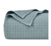 PHF 100% Cotton Waffle Weave Blanket King Size 220 x 240cm, Pre-Washed Lightweight Breathable Throw Blanket, Oeko-TEX Certified for Bed Couch Sofa, Home Decor, Ocean