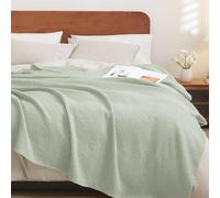 PHF 100% Cotton Waffle Weave Blanket King Size for Bed,Snag Proof Lightweight Breathable Throw for Couch,Great for Layering in Cold Weather,Machine Washable,Home Decor Gift-Sage Green