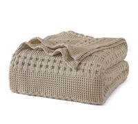 PHF 100% Cotton Waffle Weave Blanket King Size for Bed, Soft Lightweight & Breathable, All-Season Comfort, Luxury Aesthetic Woven Bedding for Home Decor, 220x240cm, Simply Taupe